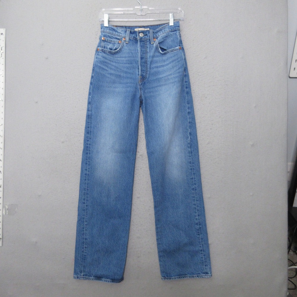 Levi Jeans Women 27 Ribcage Straight Ankle Premium High Rise Button Fly Fade